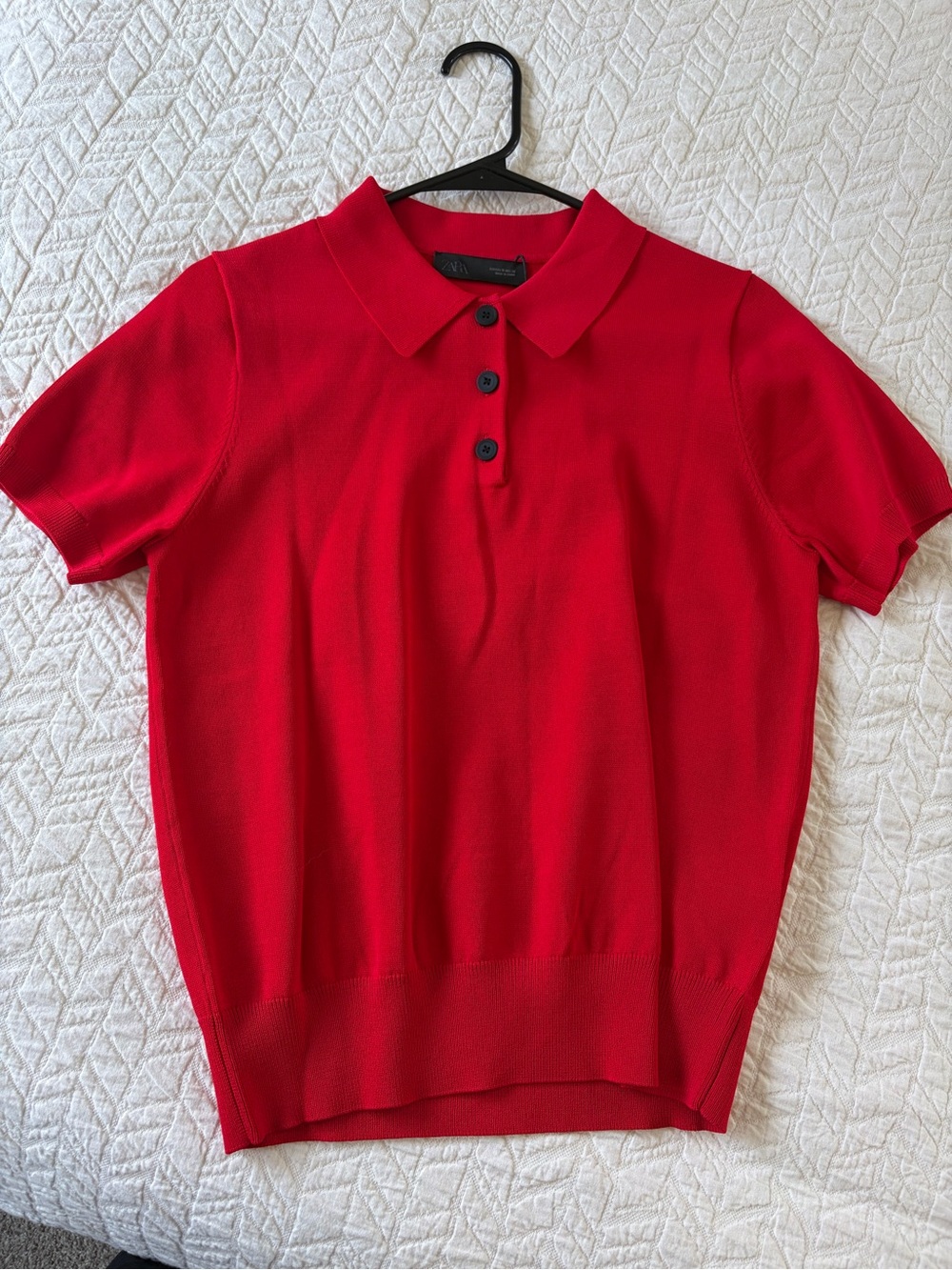Zara Bright Red Short Sleeve Polo Knit